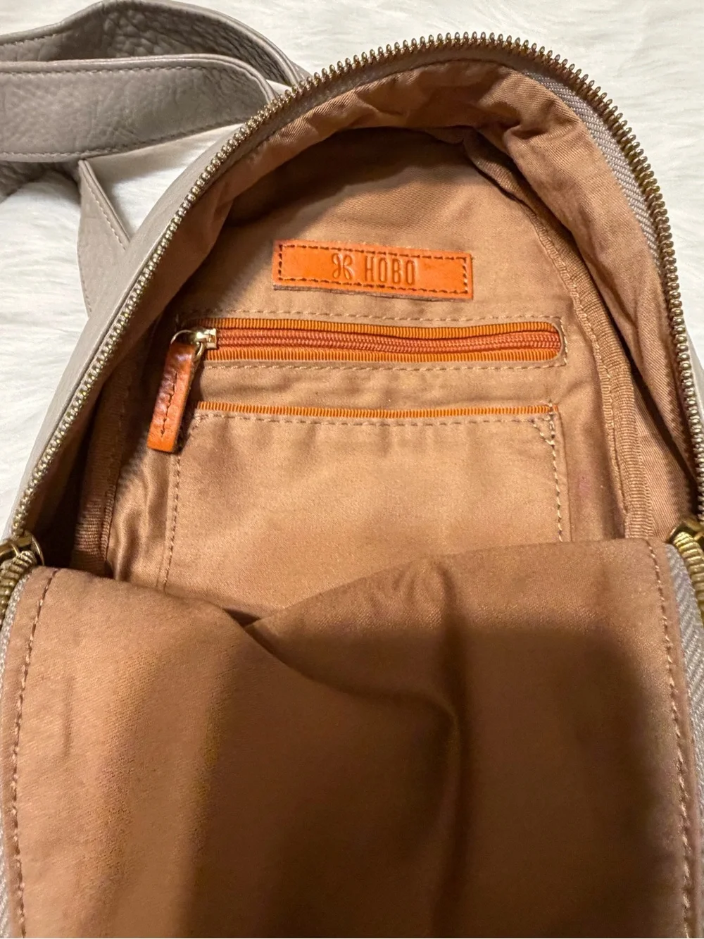 HOBO Fern Sling Taupe Pebbled Leather Crossbody - Picture 12 of 13